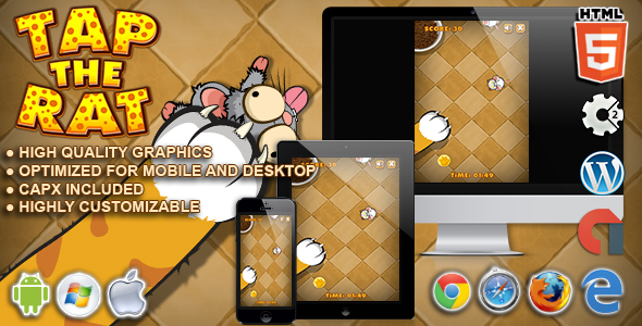 Download Tap The Rat – HTML5 Construct Tap Game Nulled 