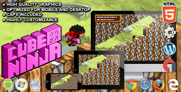 Download Cube Ninja – HTML5 Construct Running Game Nulled 