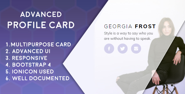 Download Advanced Profile Card (Bootstrap 4) Nulled 