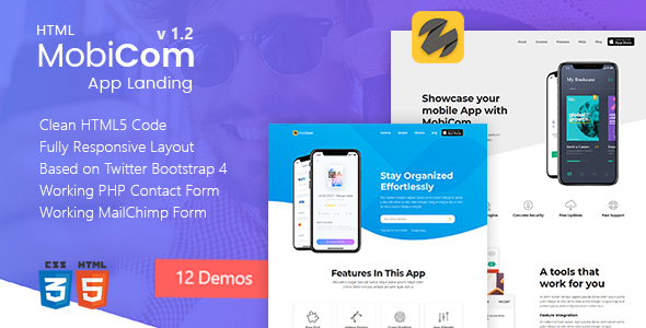 Download MobiCom – Mobile App Landing Pages Pack Nulled 