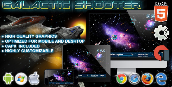 Download Galactic Shooter – HTML5 Construct 2 Game Nulled 