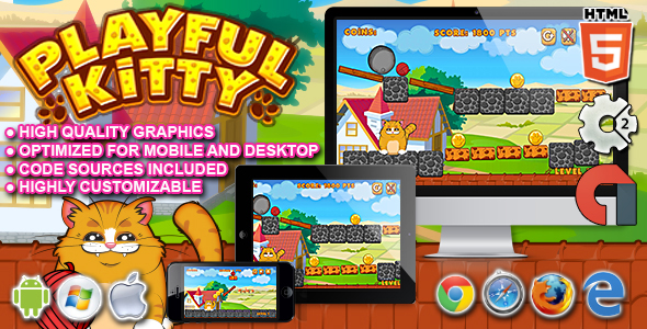 Download Playful Kitty – HTML5 Construct 2 Game Nulled 