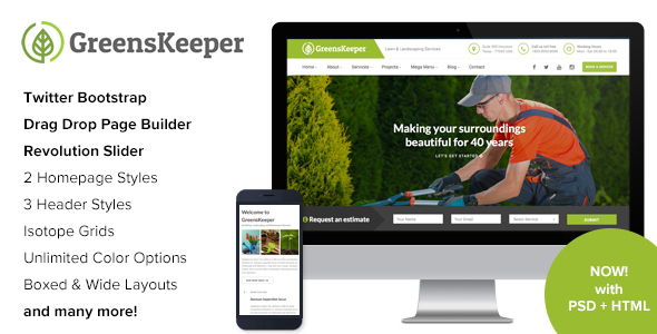 [Download] GreensKeeper – Gardening & Landscaping Responsive WordPress Theme 