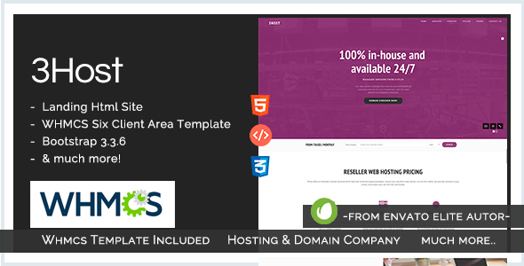 Download Hosting Domain Landing Page with WHMCS | 3Host Nulled 