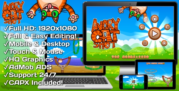 Download Angry Cat Shot – HTML5 Game 30 Levels + Mobile Version! (Construct 3 | Construct 2 | Capx) Nulled 