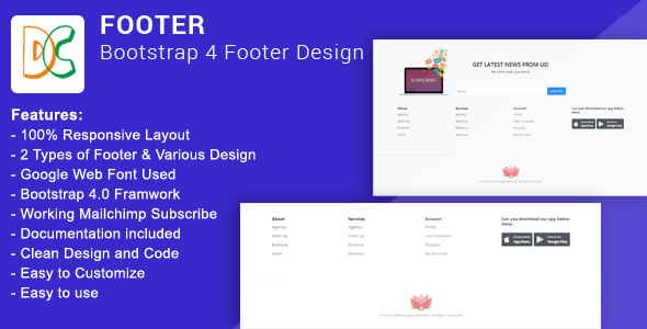 Download Footer – Bootstrap 4 Footer Design Nulled 