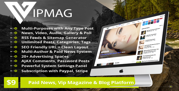 Download VipMag – Powerful News Script, VIP Blog Software & Magazine Platform with Subscription Nulled 