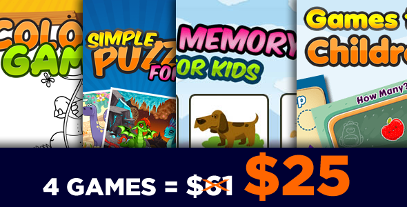 Download Game for Kids Bundle 4 Games – HTML5 Game (CAPX) Nulled 