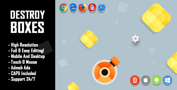 Download Destroy Boxes – HTML5 Game + Mobile Version! (Construct 2 / Construct 3 / CAPX) Nulled 