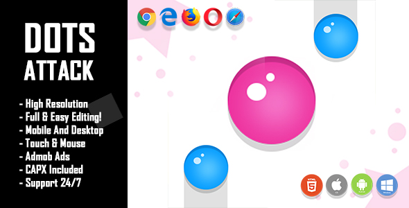 Download Dots Attack – HTML5 Game + Mobile Version! (Construct 2 / Construct 3 / CAPX) Nulled 