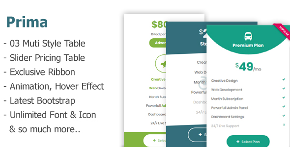 Download Prima – Advanced CSS Pricing Tables Nulled 