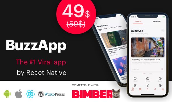 Download BuzzApp – Viral Magazine WordPress app by React Native (CeNews) Nulled 