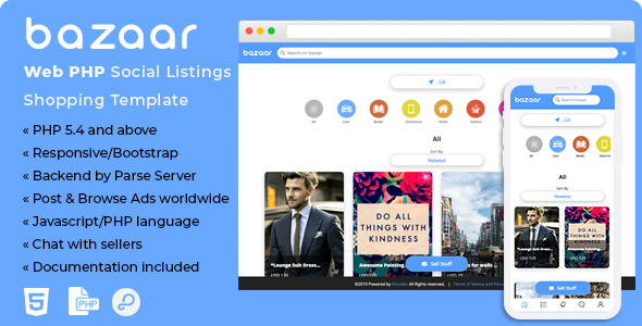Download Bazaar | Web PHP Social Listings/Classifieds Shopping Template Nulled 