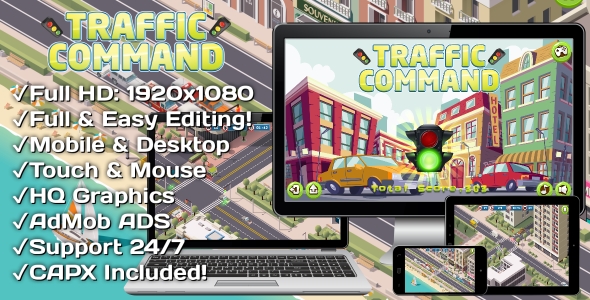 Download Traffic Command – HTML5 Game + Mobile Version! (Construct 3 | Construct 2 | Capx) Nulled 