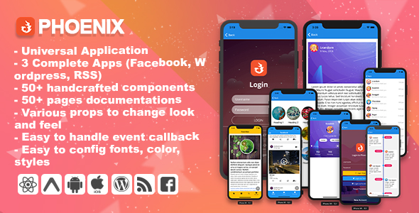 Download Phoenix – Full multipurpose React-Native Application & UI Component Nulled 