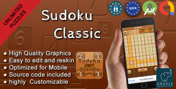 Download Sudoku Classic (Admob + GDPR + Android Studio) Nulled 