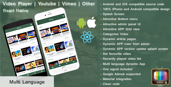 Download Android TV | Video player | Live TV | React Native Nulled 
