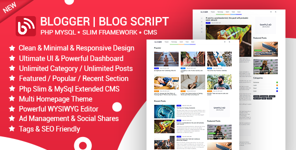 Download Blogger | News & Blog Script | Blog Manager | Slim PHP & MYSQL with Admin CMS Nulled 