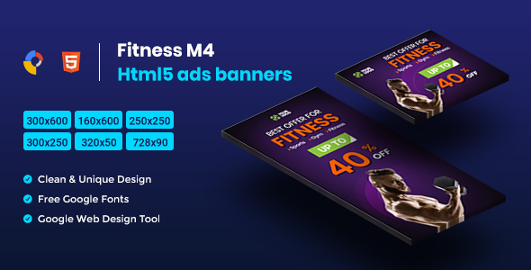 Download Fitness HTML5 Animate Banner Ads- Google Web Design M4 Nulled 