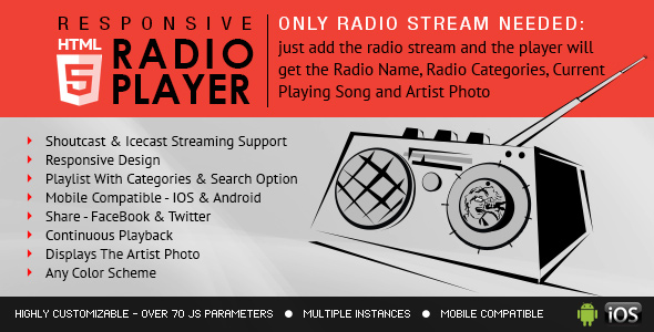 Download Radio Player With Playlist – Shoutcast and Icecast Nulled 