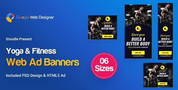 Download C19 – Yoga & Fitness Banners HTML5 – GWD & PSD Nulled 