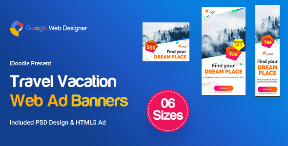 Download Travel Agency Banners Ad D85 – GWD & PSD Nulled 