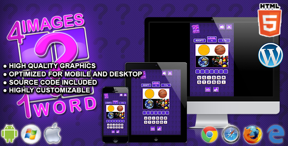 Download 4 Images 1 Word – HTML5 Quiz Game Nulled 