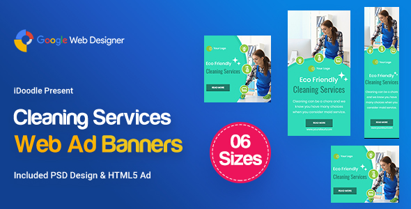 Download C42 – Cleaning Services Banners GWD & PSD Nulled 