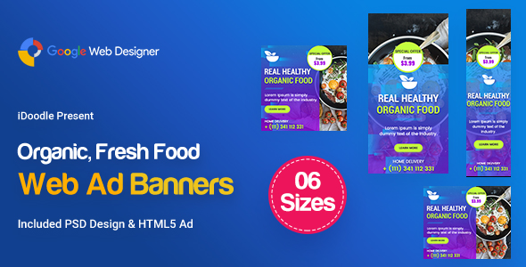Download C46 – Organic, Fresh Food Banners GWD & PSD Nulled 