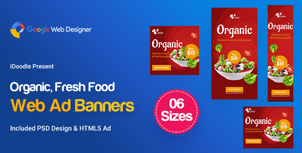 Download C52 – Organic, Fresh Food Banners GWD & PSD Nulled 