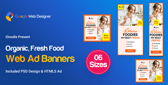 Download C54 – Organic, Fresh Food Banners GWD & PSD Nulled 