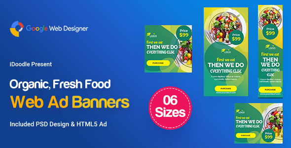 Download C55 – Organic, Fresh Food Banners GWD & PSD Nulled 