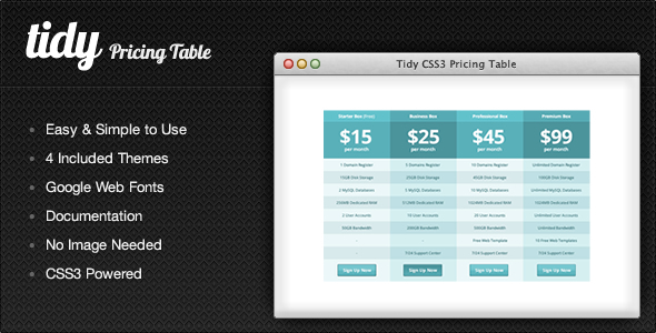 Download Tidy CSS3 Pricing Table – Simple, Clean, Flexible Nulled 