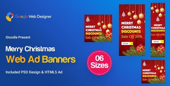 Download C82 – Merry Christmas Banners HTML5 Ad (GWD & PSD) Nulled 