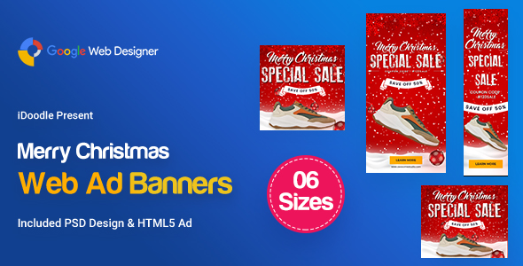 Download C85-Merry Christmas Banners HTML5 Ad (GWD & PSD) Nulled 
