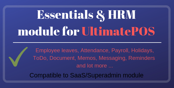Download Essentials & HRM (Human resource management) Module for UltimatePOS Nulled 