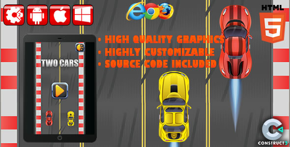 Download Two Cars – HTML5 Game (CAPX) Nulled 