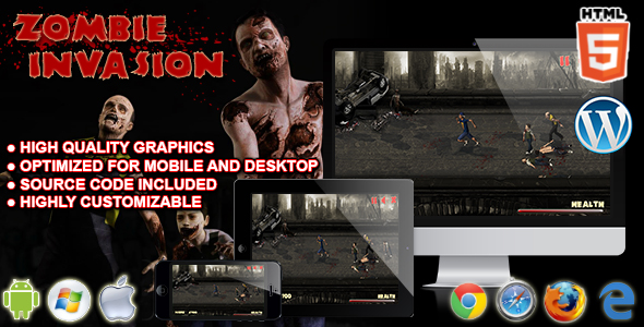 Download Zombie Invasion – HTML5 Survival Game Nulled 