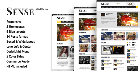 Download Sense – Blog Magazine & News Drupal 7 Theme Nulled 
