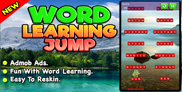 Download Word Learning Jump + Best Android Puzzle With Learning Game + Ready For Publish Nulled 
