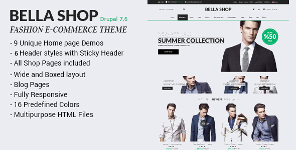 Download Bella Shop – Commerce Drupal 7 Theme Nulled 