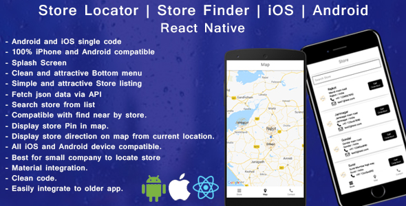Download React native Store finder – Locator for iOS and android Nulled 