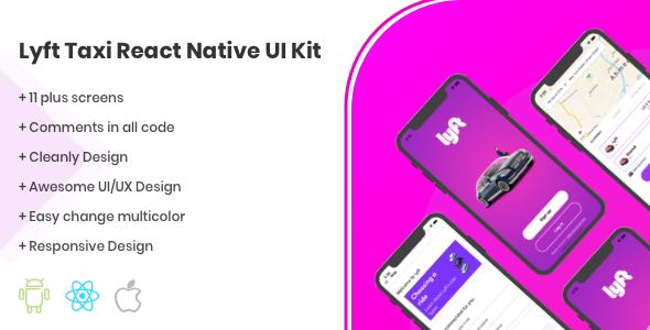 Download Lyft React Native UI Kit Taxi Template Nulled 