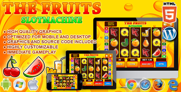 Download Slot Machine The Fruits – HTML5 Casino Game Nulled 