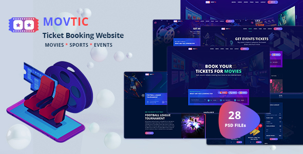 Download Movtic – Online Ticket Booking Website PSD Template Nulled 