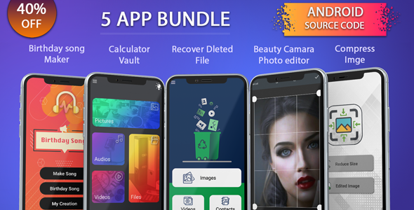 Download 5 app android source code bundle, pack, combo Nulled 