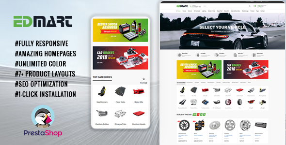 Download Edmart – Auto Parts &  Cars Store Prestashop Theme Nulled 