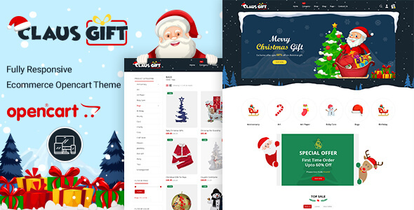 Download ClausGift –  Opencart 3 Multi-Purpose Responsive Theme Nulled 