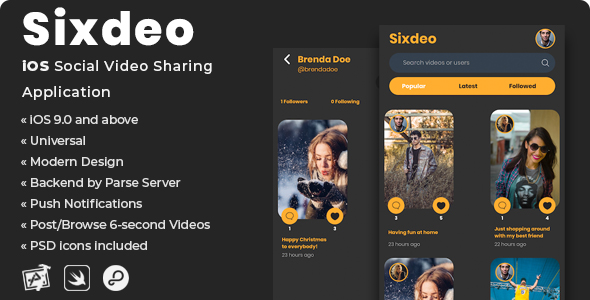 Download Sixdeo | iOS Social Video Sharing Application Nulled 