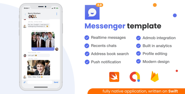 Download iOS Messenger Template v2 + Firebase Firestore + AdMob Nulled 